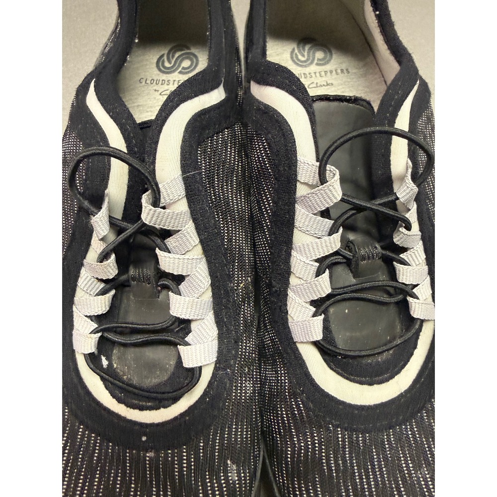 Clarks Cloudsteppers Sillian Tino Womens Black White Pinstripe Walking Shoes - Picture 4 of 9